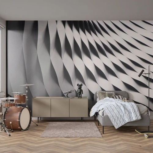 Papel de Parede Premium Canvas - Na superfície das ondas - Moderno, Abstração, aço - 250x175 cm