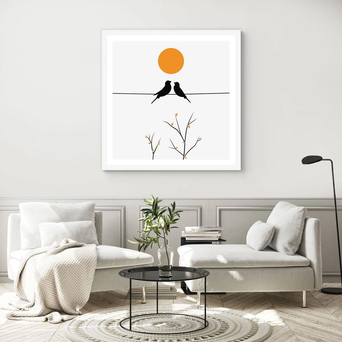 Pôster em moldura branca - A noite dos rouxinóis - 30x30 cm