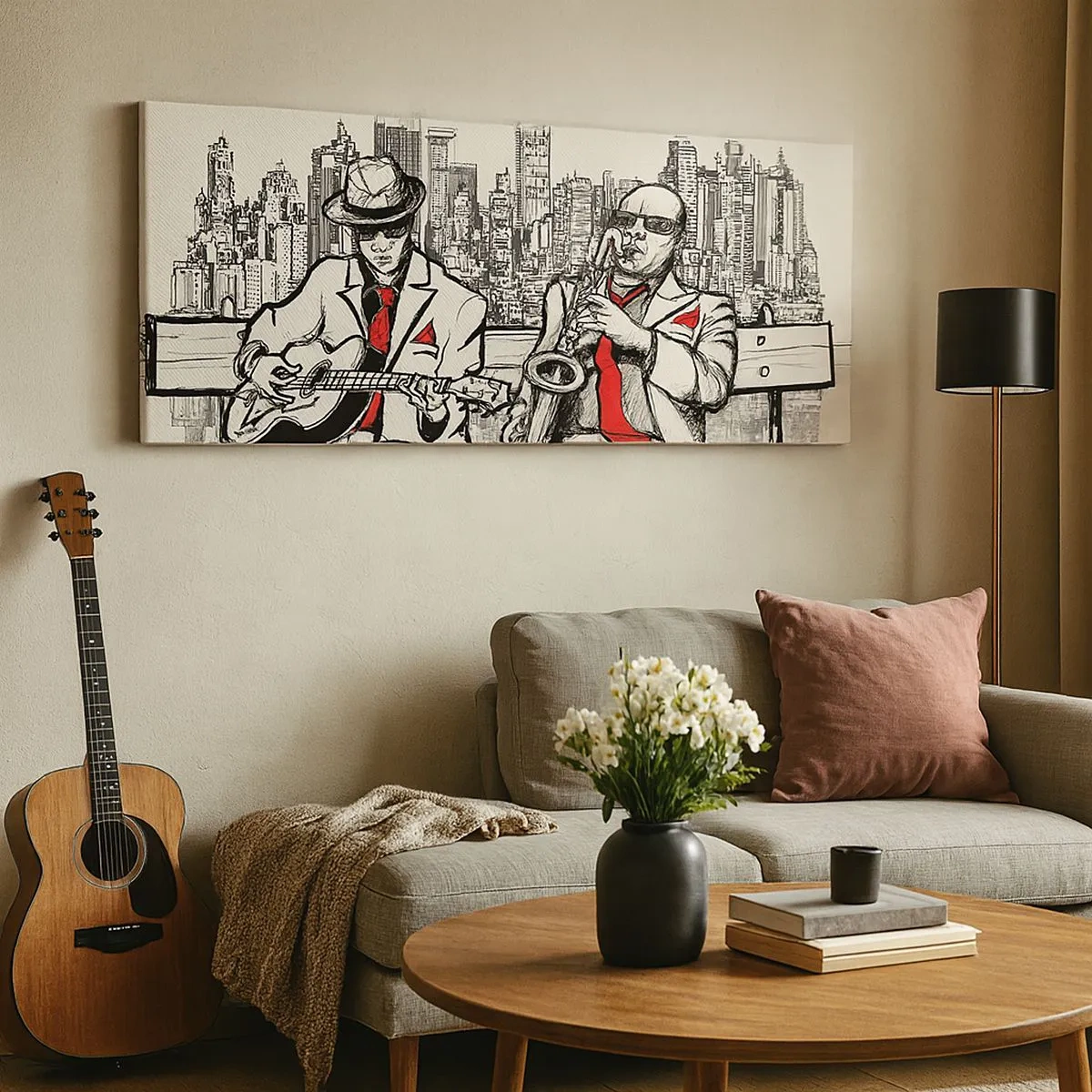 Quadro em tela - Improvisação nova-iorquina - 100x40 cm