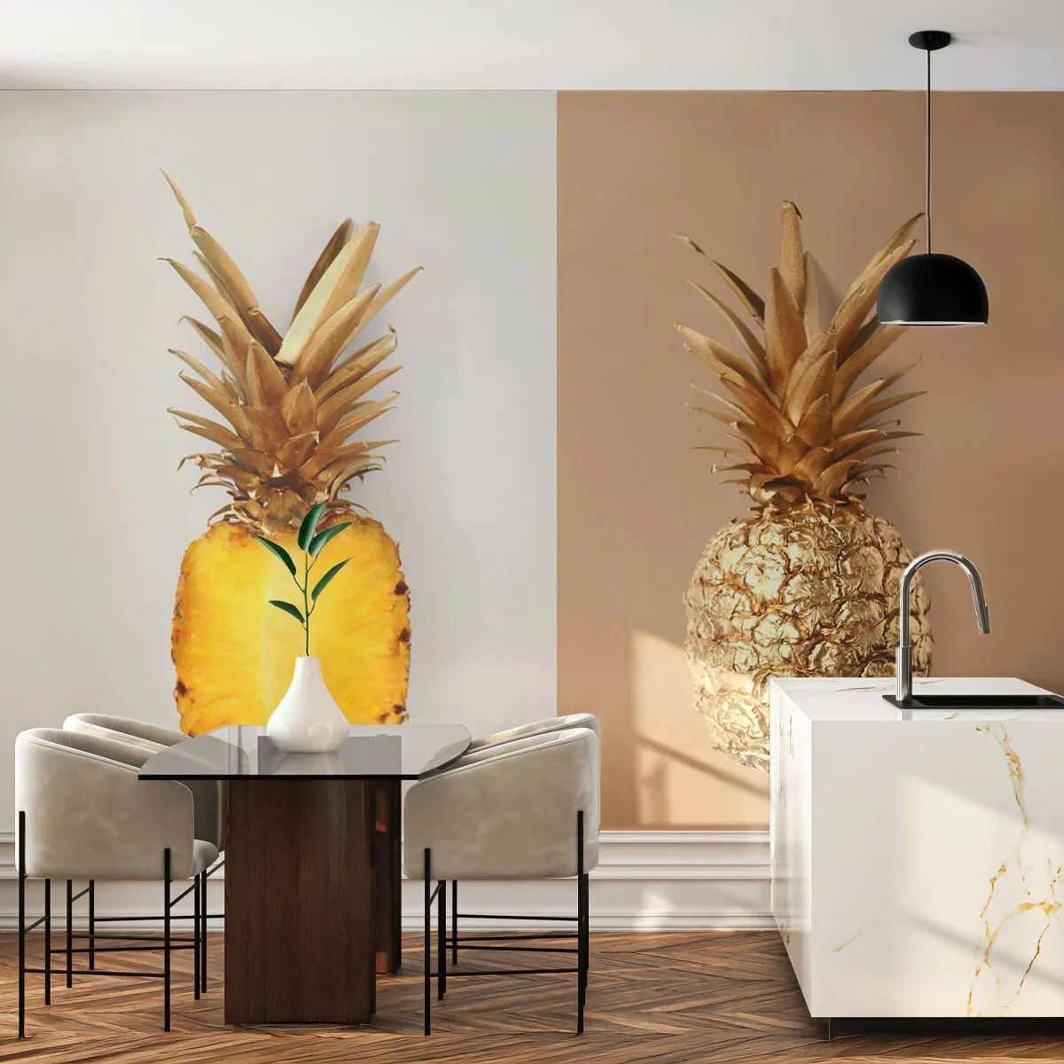 Papel de Parede Autocolante Deluxe Sticker - Ananás para nós - Abacaxi, Fruta, Sobremesa - 250x175 cm
