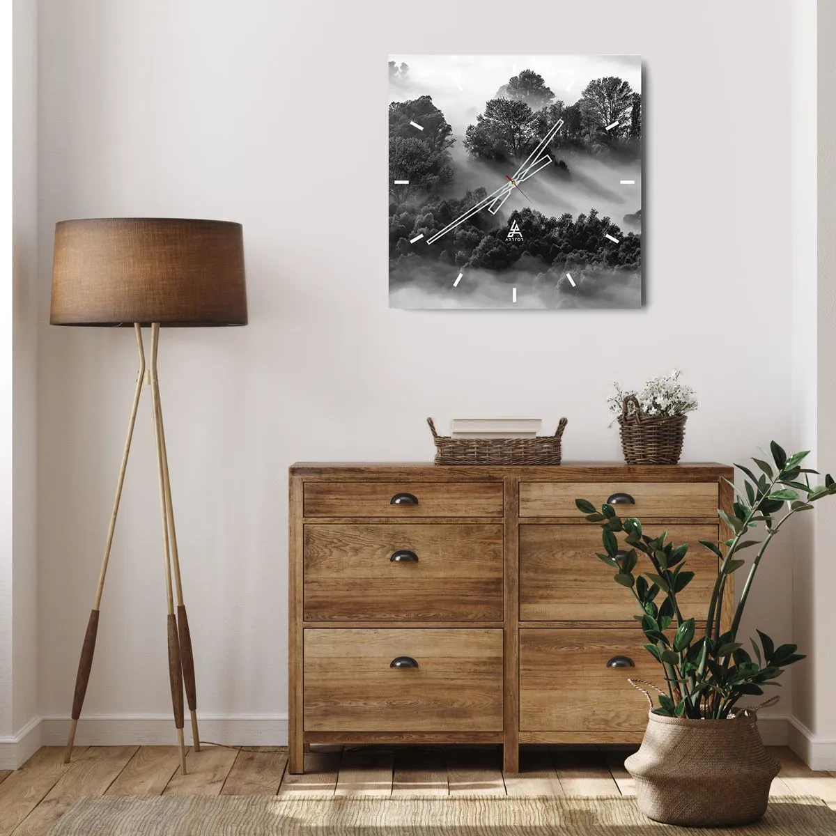 Relógio de parede - Relógio em vidro - Levantar-se do sono - 40x40 cm