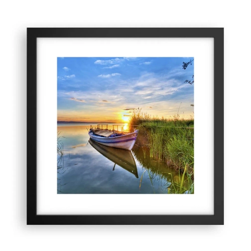 Pôster com moldura preta - Enseada de sonhos realizados - 30x30 cm