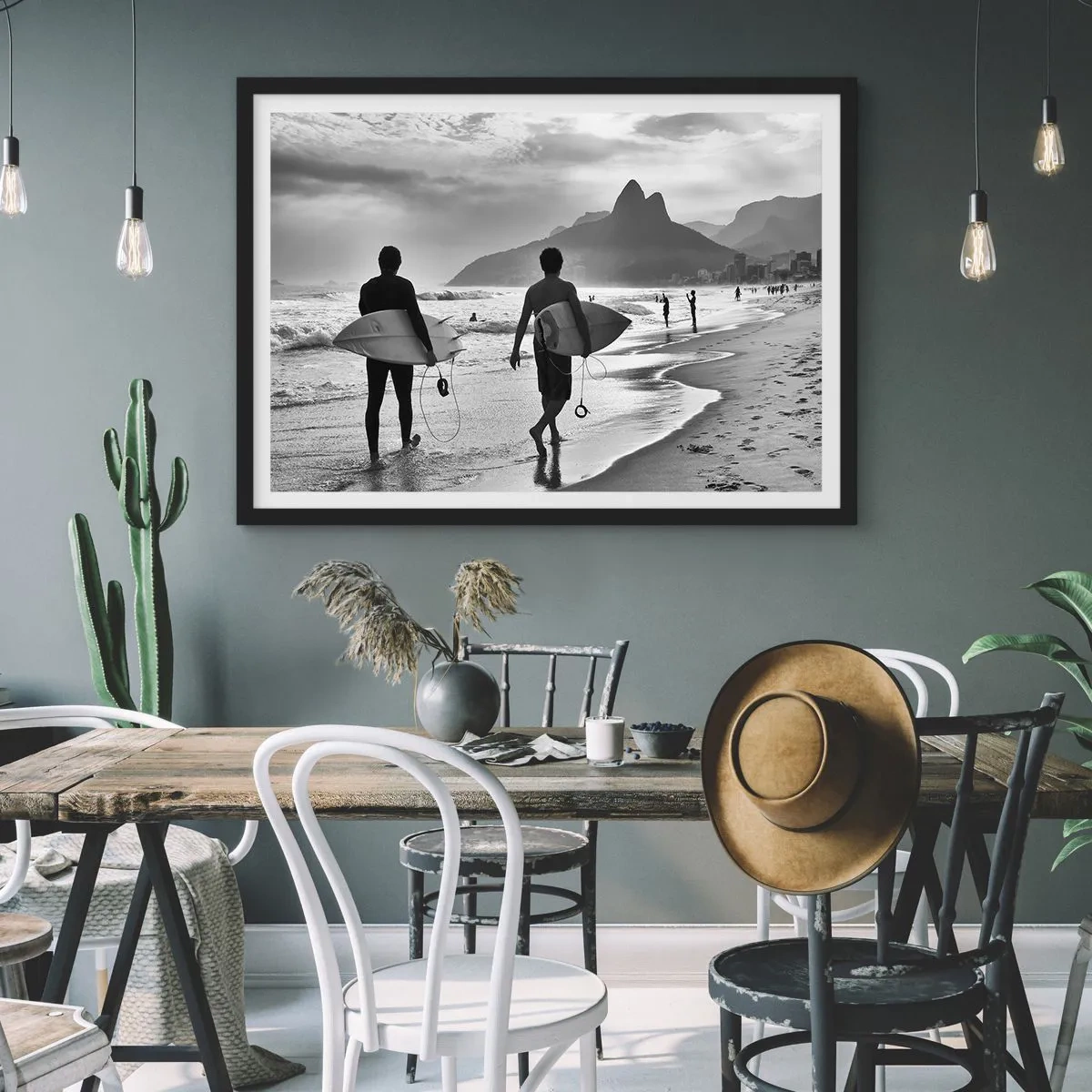 Pôster com moldura preta - Samba para uma onda - 70x50 cm