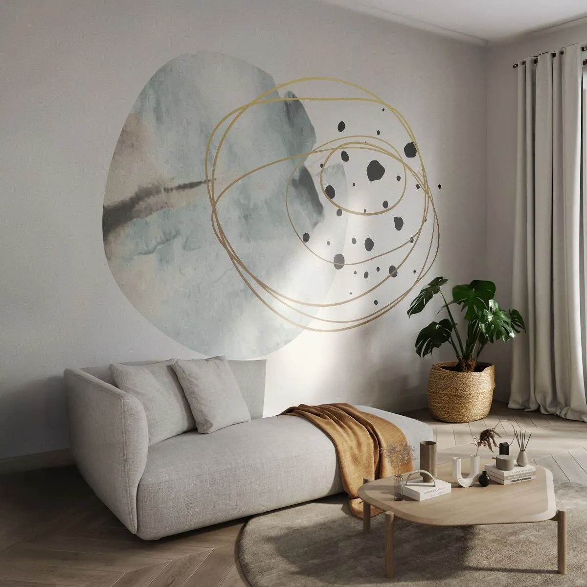 Papel de Parede Premium Canvas - No abraço ao espaço - Abstração, Pedaço, Padrão Moderno - 250x175 cm