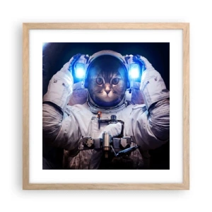 Pôster com moldura de carvalho claro - Houston, temos um problema - 40x40 cm