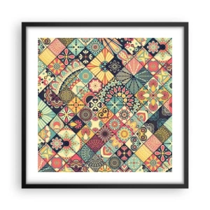 Pôster com moldura preta - Vibrações marroquinas - 50x50 cm