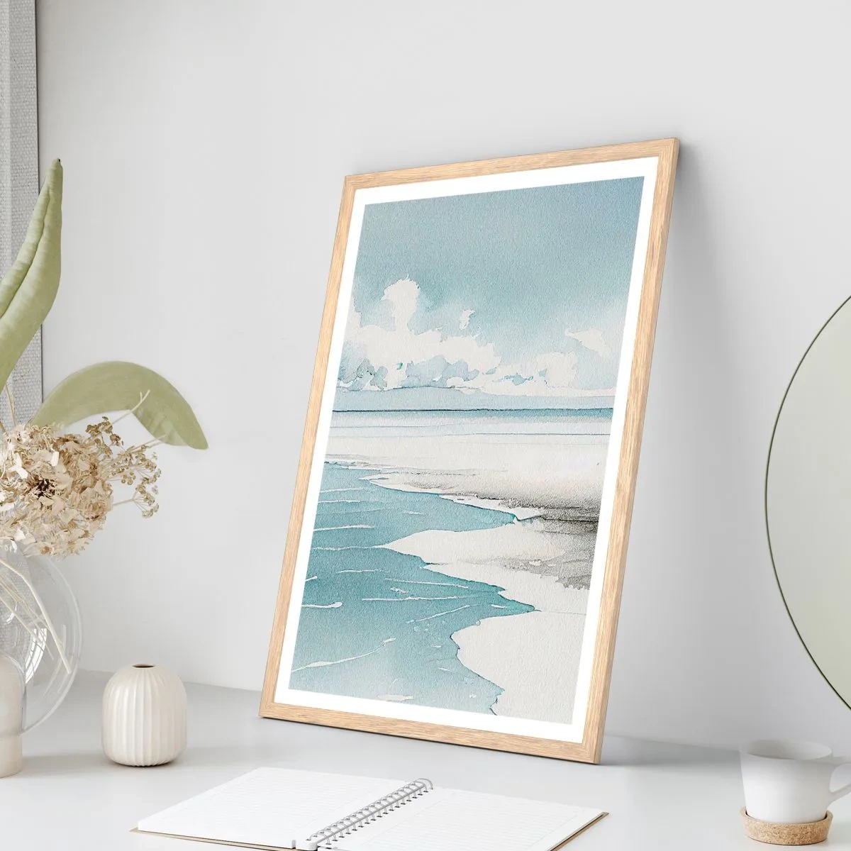 Pôster com moldura de carvalho claro - Maré suave - 40x50 cm