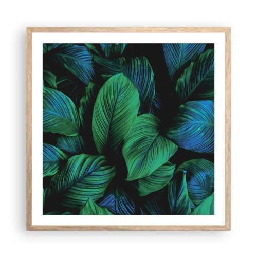 Pôster com moldura de carvalho claro - Na multidão verde - 60x60 cm