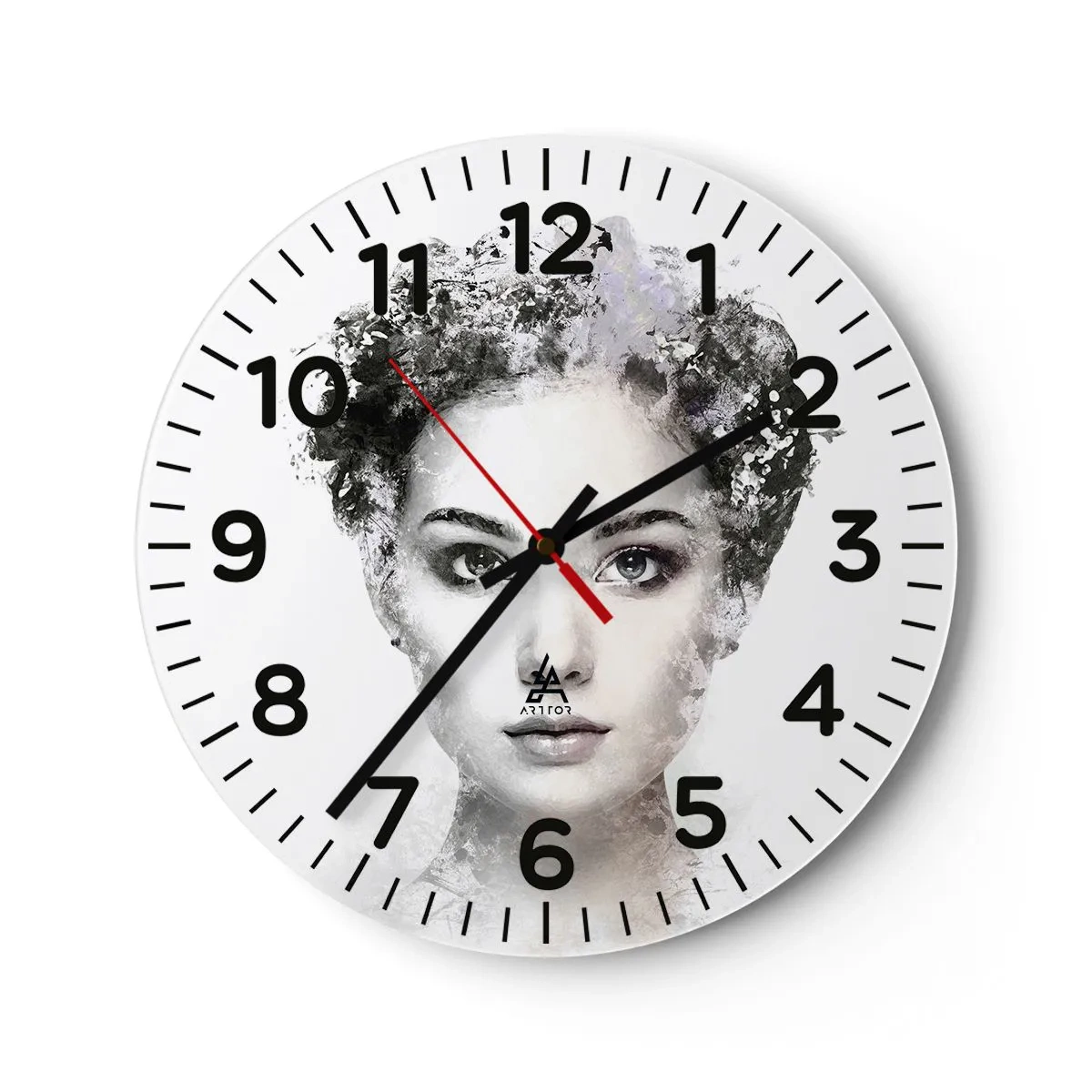 Relógio de parede - Relógio em vidro - Um retrato extremamente elegante - 30x30 cm