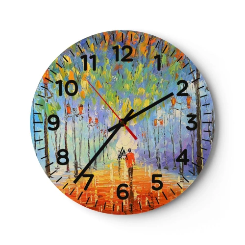 Relógio de parede - Relógio em vidro - Canto nocturno da chuva - 40x40 cm