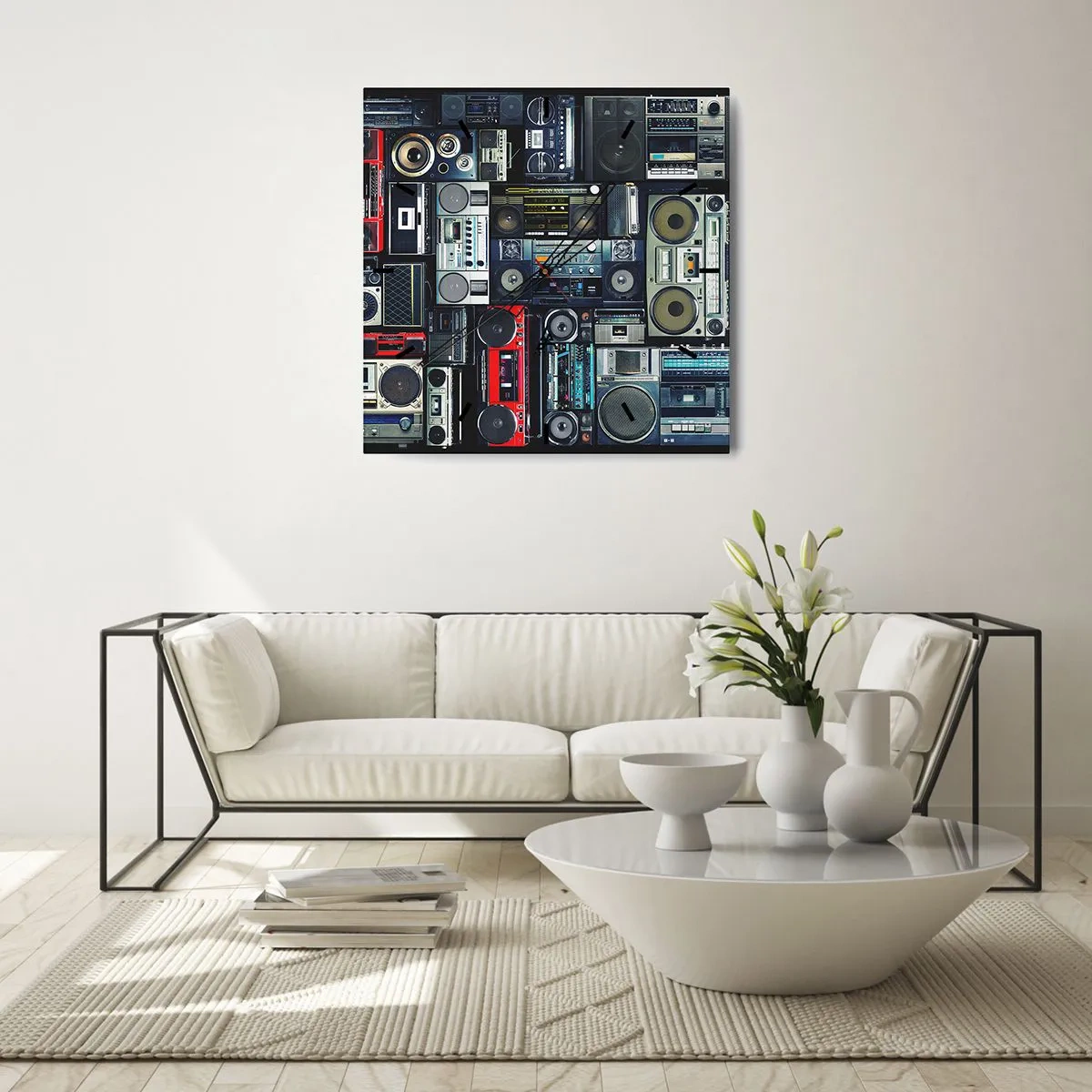 Relógio de parede - Relógio em vidro - Saudades dos anos 80. - 40x40 cm