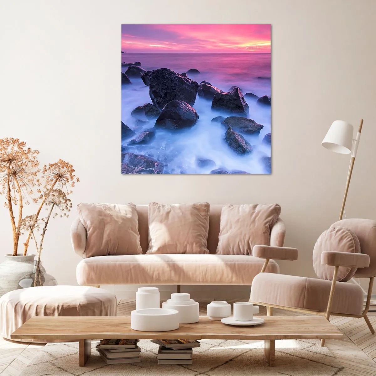 Quadro em tela - Nascimento em brilho e nevoeiro - 70x70 cm