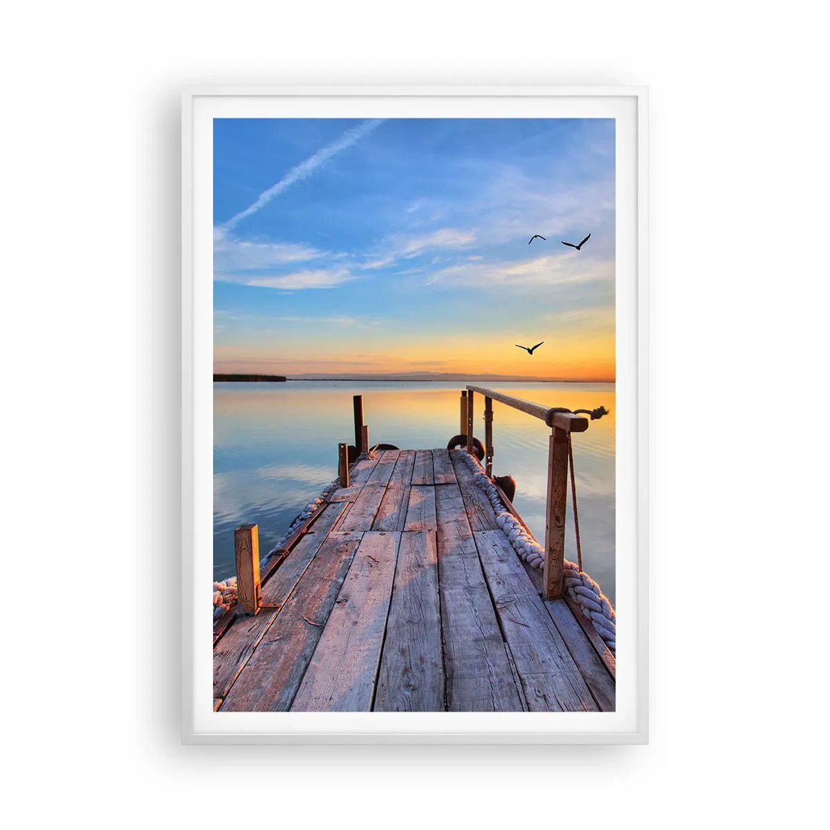 Pôster em moldura branca - Caminhando em direção ao sol - 70x100 cm