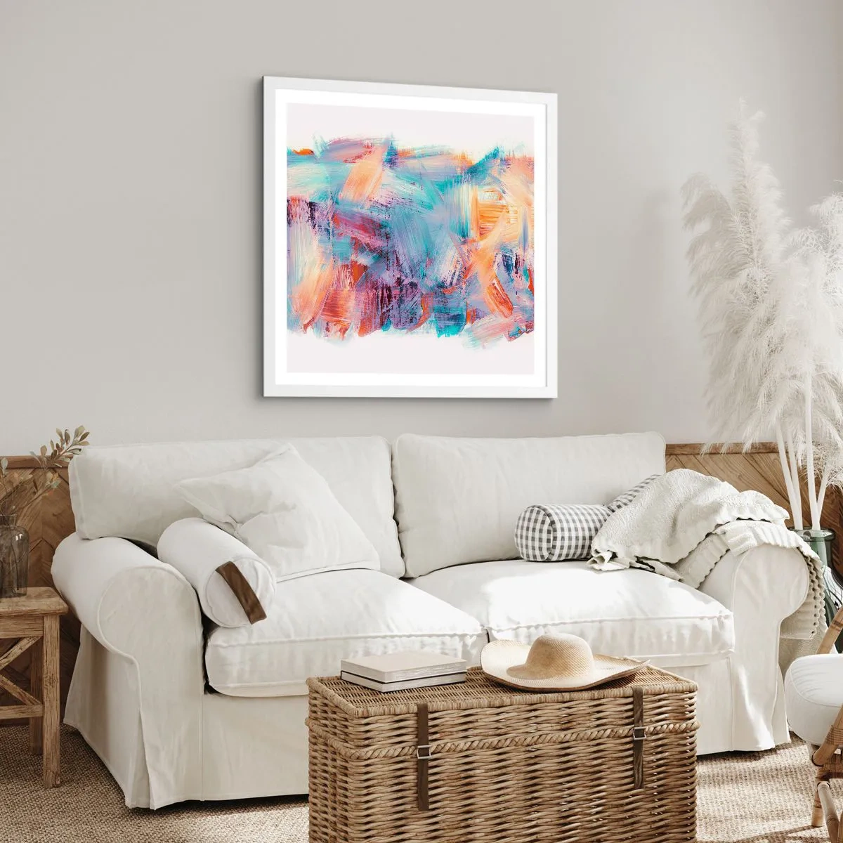 Pôster em moldura branca - Uma bagunça colorida - 60x60 cm