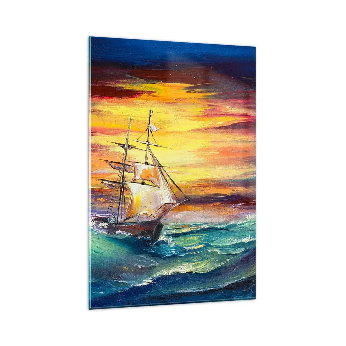 Quadro em vidro - Corajosamente contra as ondas - 80x120 cm