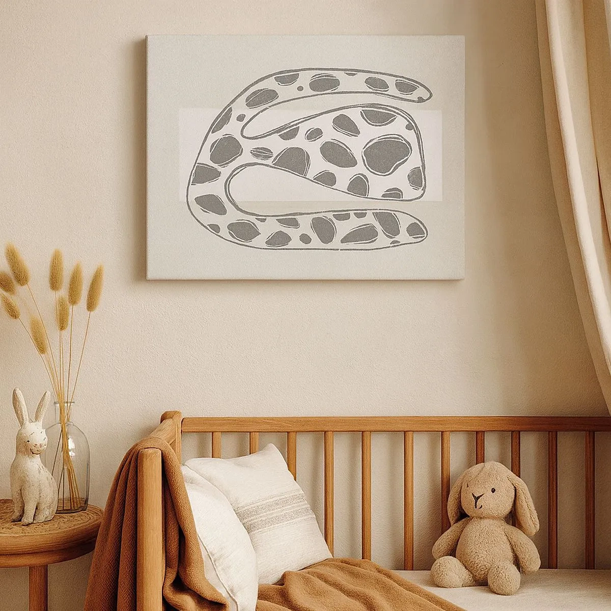 Quadro em tela - Padrão orgânico abstrato em tons de cinza - 70x50cm - Uma criatura estranha - Decoração de parede moderna para a sala de estar e quarto ARTTOR