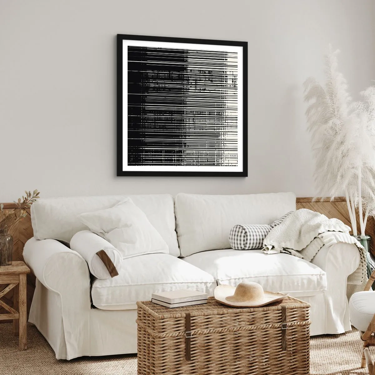 Pôster com moldura preta - Ondas e vibrações - 60x60 cm