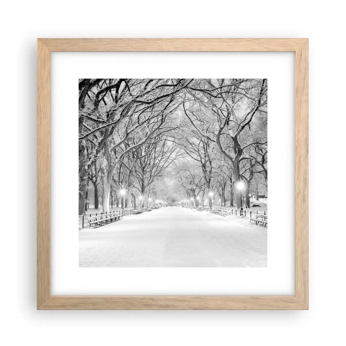 Pôster com moldura de carvalho claro - Quatro estações - inverno - 30x30 cm