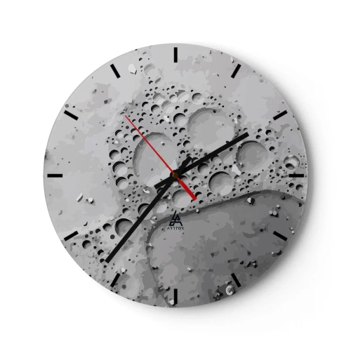 Relógio de parede - Relógio em vidro - A superfície lunar com grandes crateras em tons de cinza - 30x30cm - Vestígio de espuma - Decoração de parede moderna para a sala de estar, cozinha e quarto ARTTOR