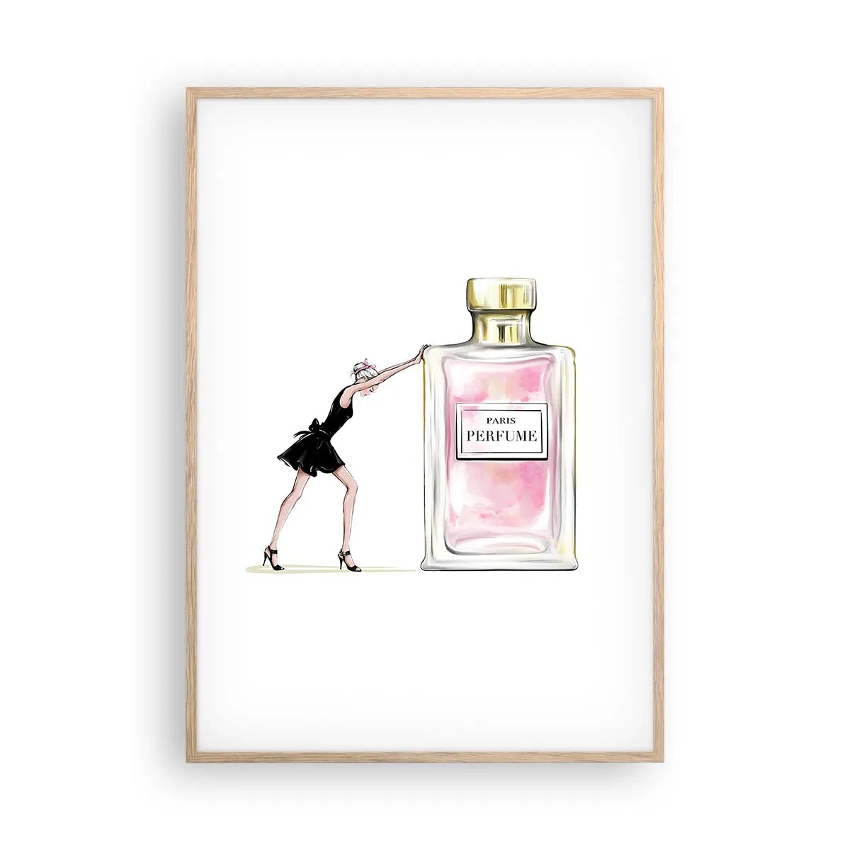 Pôster com moldura de carvalho claro - A essência da feminilidade - 70x100 cm