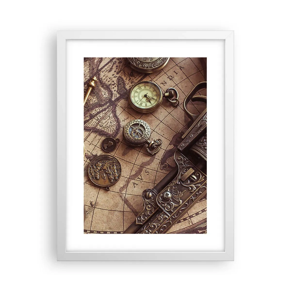 Pôster em moldura branca - A aventura nos chama - 30x40 cm