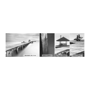 Amostra de papel de parede autocolante Deluxe Sticker - Para longe - Paisagem, Mar, Ponte de madeira - 100x30 cm