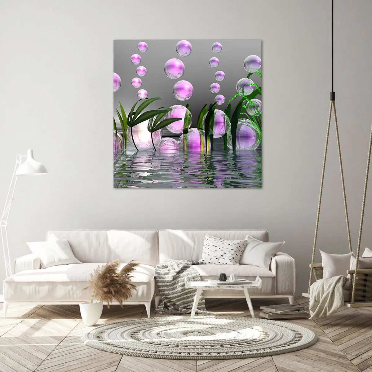 Quadro em tela - Composição reflexiva da leveza e da vida - 40x40 cm