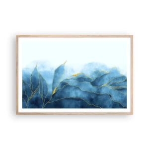 Pôster com moldura de carvalho claro - Azul dourado - 91x61 cm