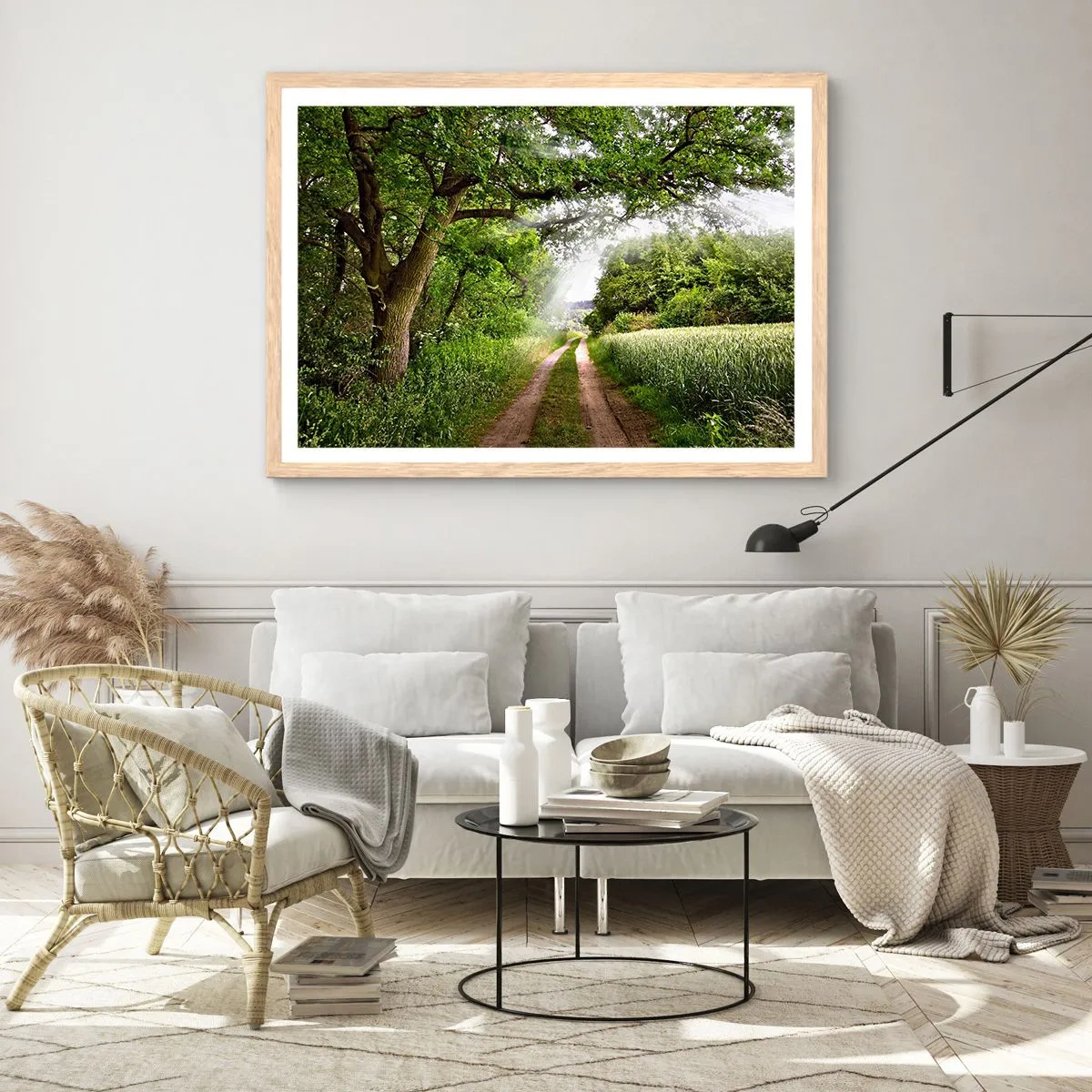 Pôster com moldura de carvalho claro - Os pastores de Arcadia - 100x70 cm