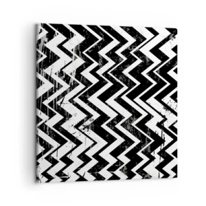 Quadro em tela - Zig-branco, zag-preto - 50x50 cm