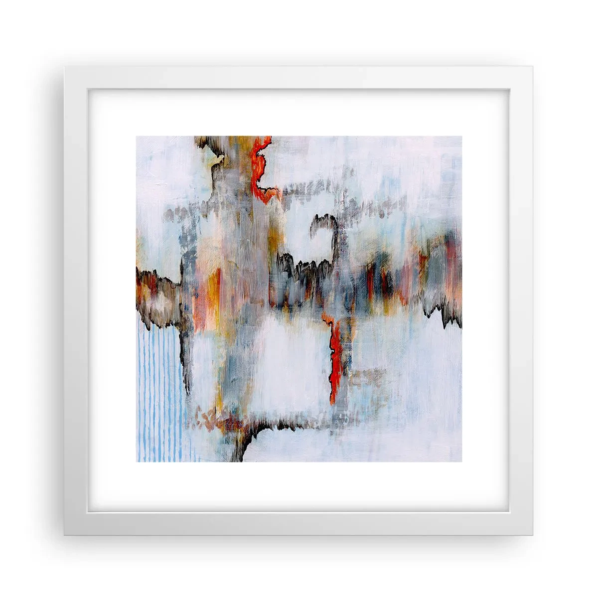 Pôster em moldura branca - Com um palito na água - 30x30 cm