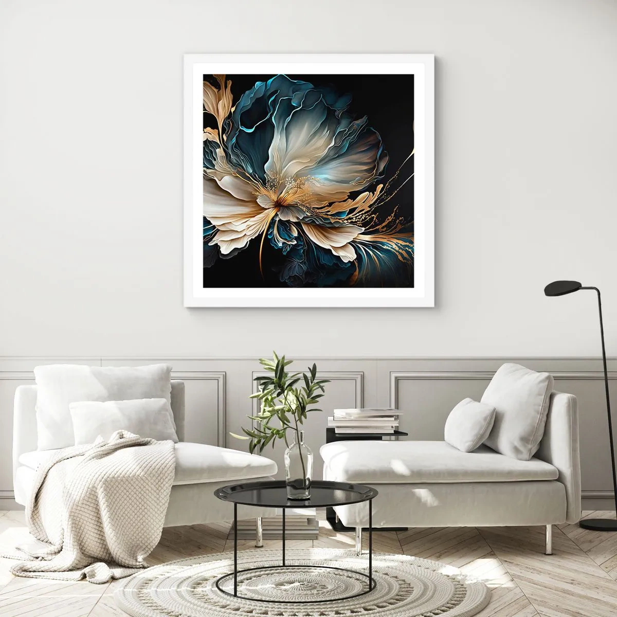 Pôster em moldura branca - Flor de samambaia de conto de fadas - 40x40 cm