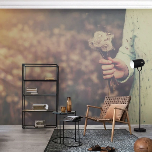 Papel de Parede Premium Sand - Fique com isto, por favor - Dente de leão, Prado, Natureza - 250x175 cm