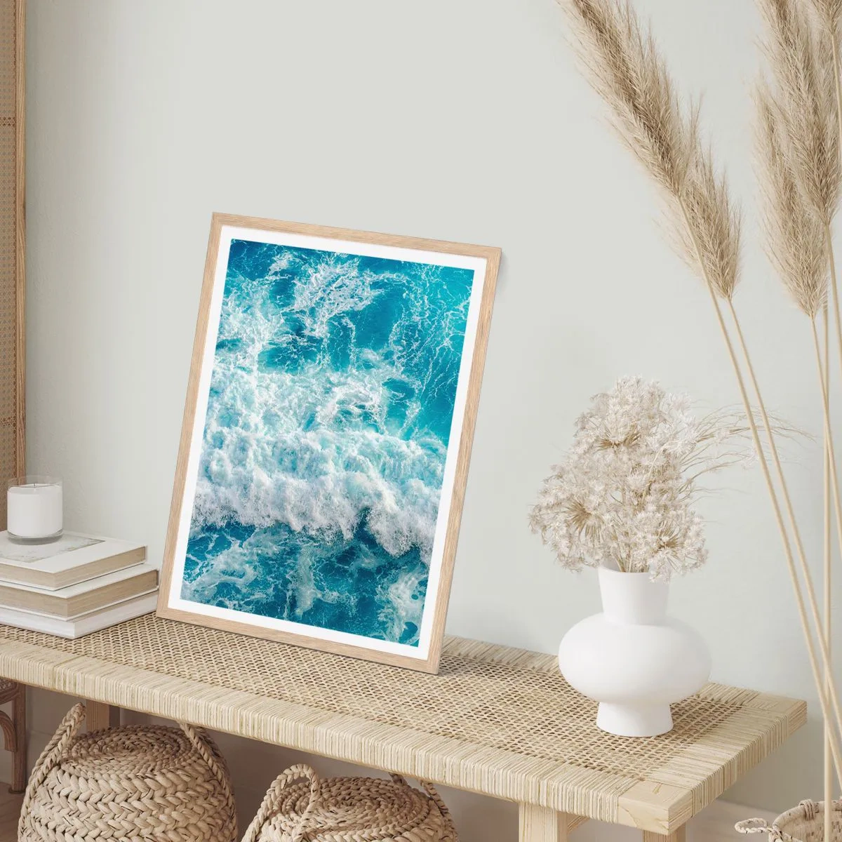 Pôster com moldura de carvalho claro - Alegremente e aos saltos - 50x70 cm