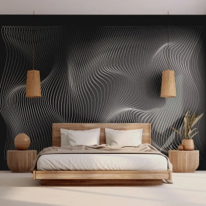 Papel de Parede Premium Canvas - Dança de luz no espaço - 3D, Linhas, Moderno - 400x280 cm