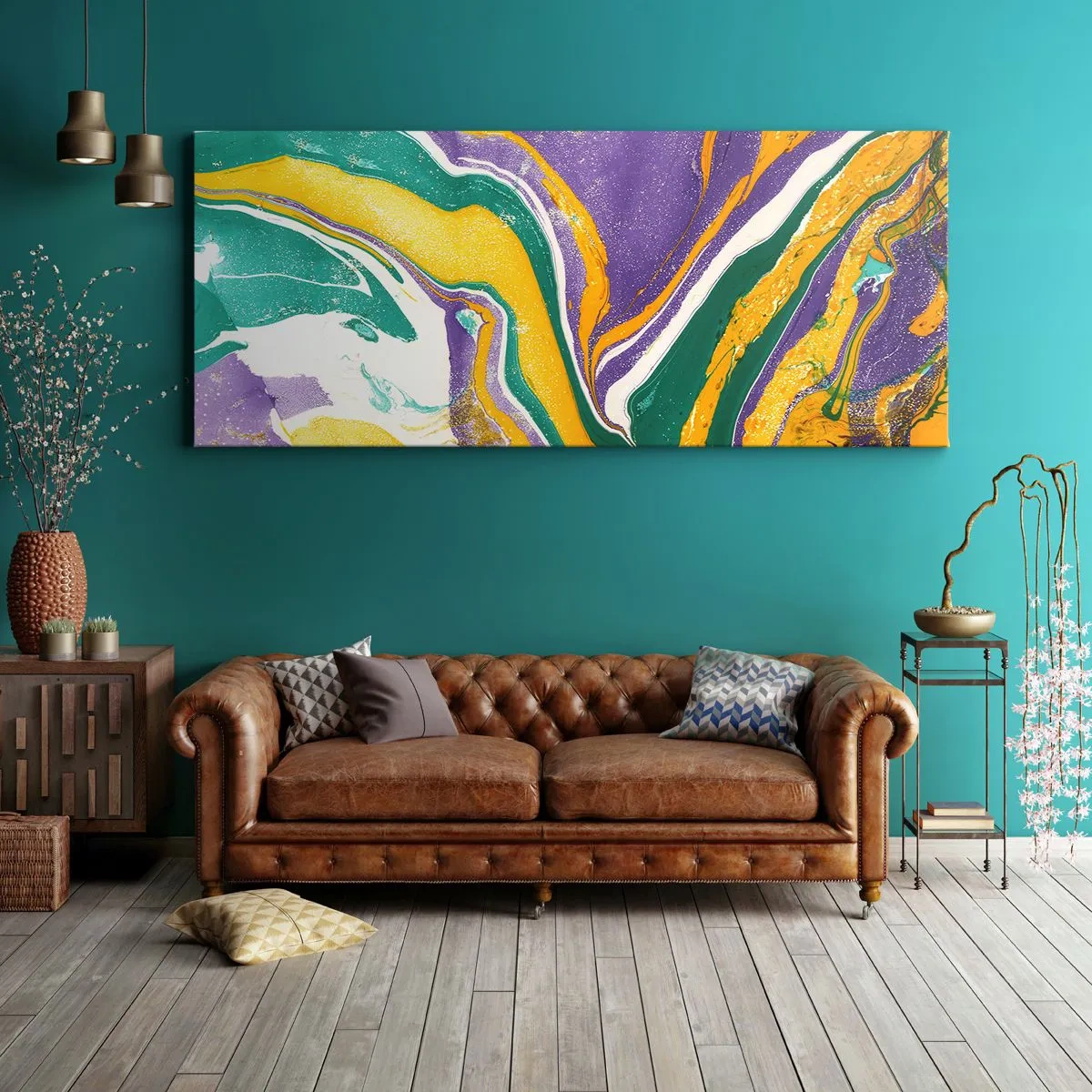 Quadro em tela - Ondas de cor - 140x50 cm