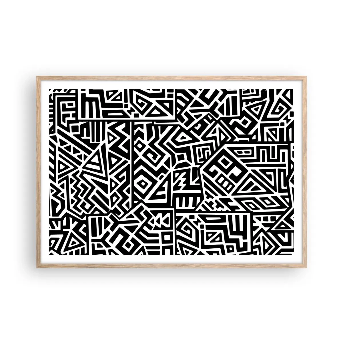 Pôster com moldura de carvalho claro - Composição pré-colombiana - 100x70 cm