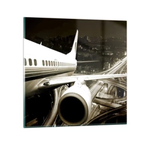 Quadro em vidro - Voar para a noite - 40x40 cm