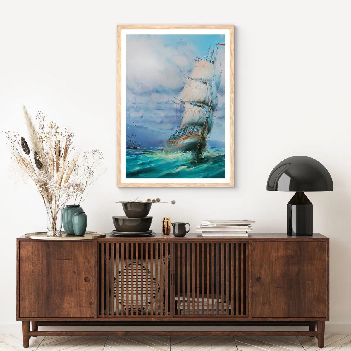 Pôster com moldura de carvalho claro - Bons ventos - 70x100 cm