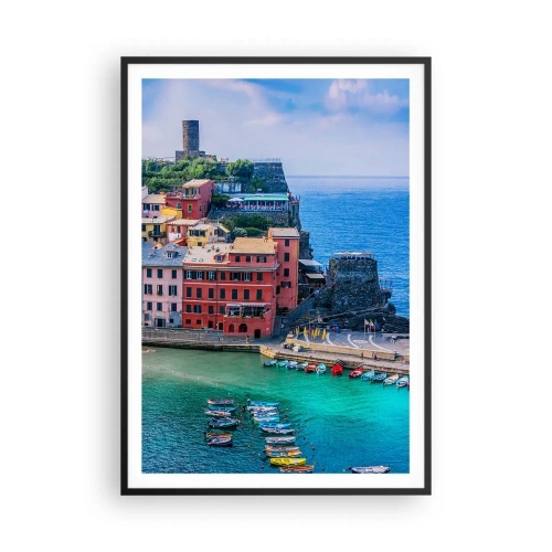 Pôster com moldura preta - Cidade mágica mediterrânea - 70x100 cm