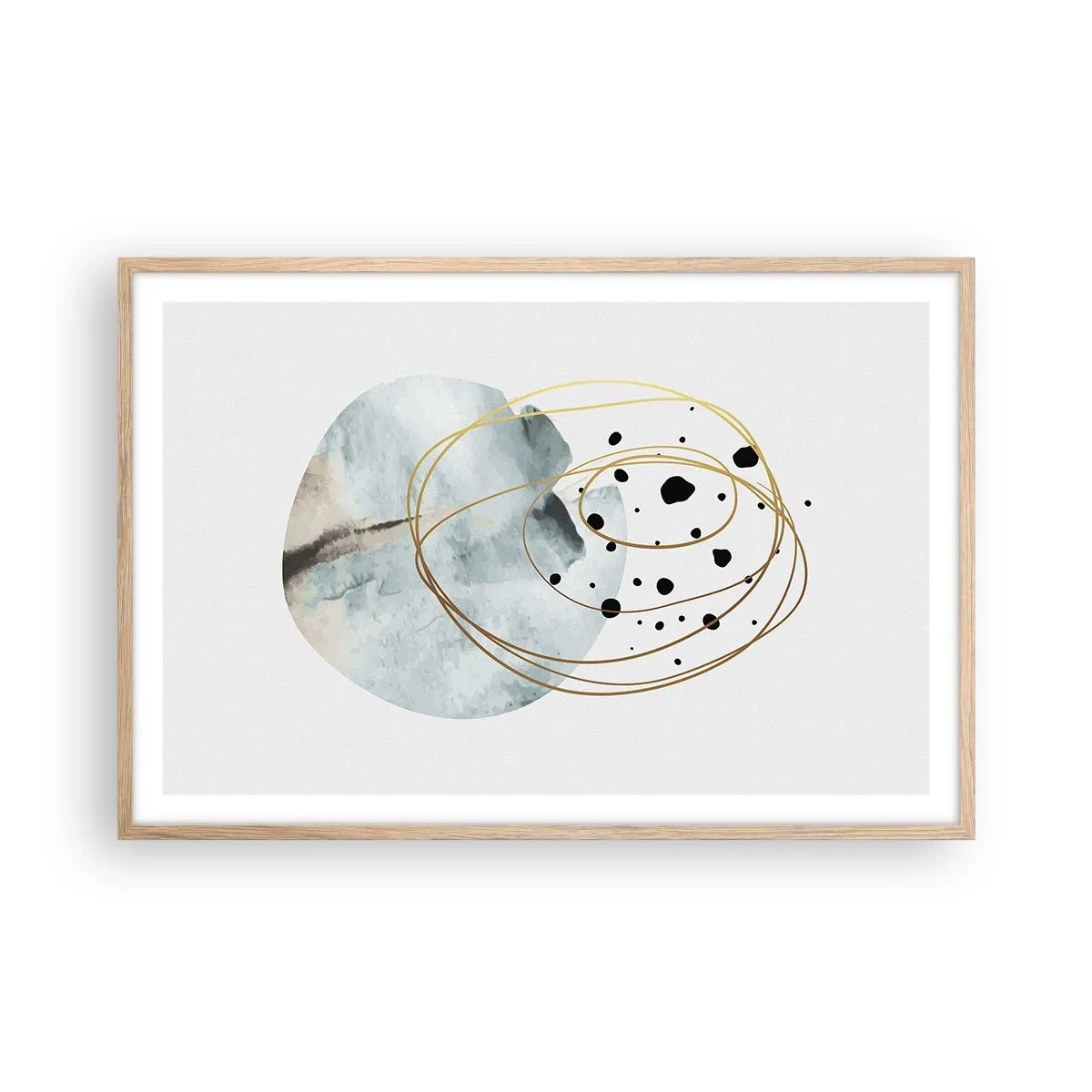 Pôster com moldura de carvalho claro - No abraço ao espaço - 91x61 cm