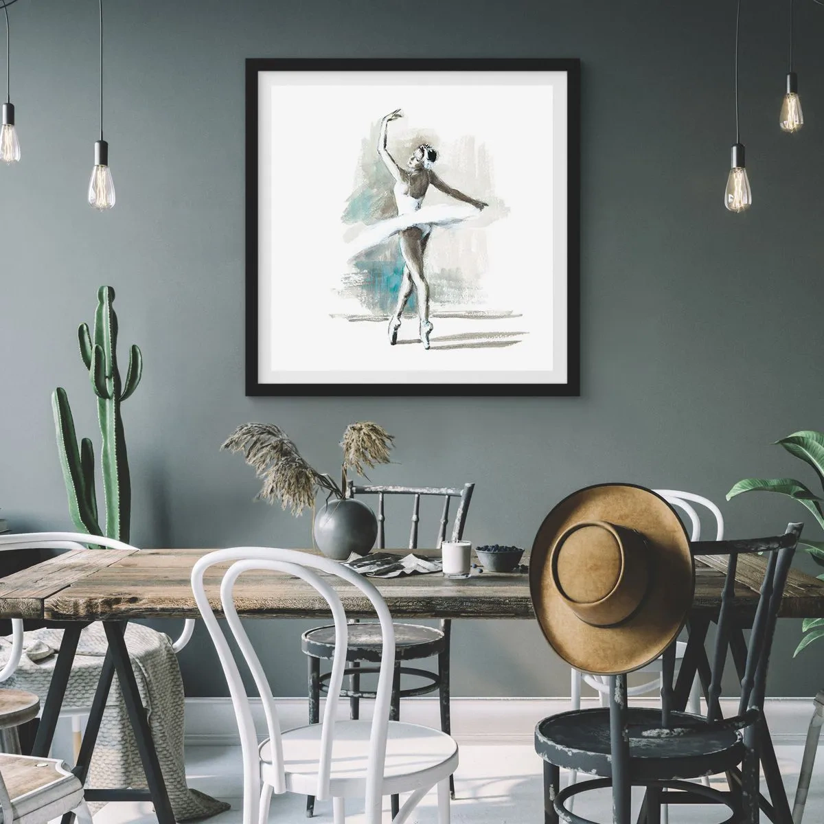 Pôster com moldura preta - Encantada num cisne - 60x60 cm