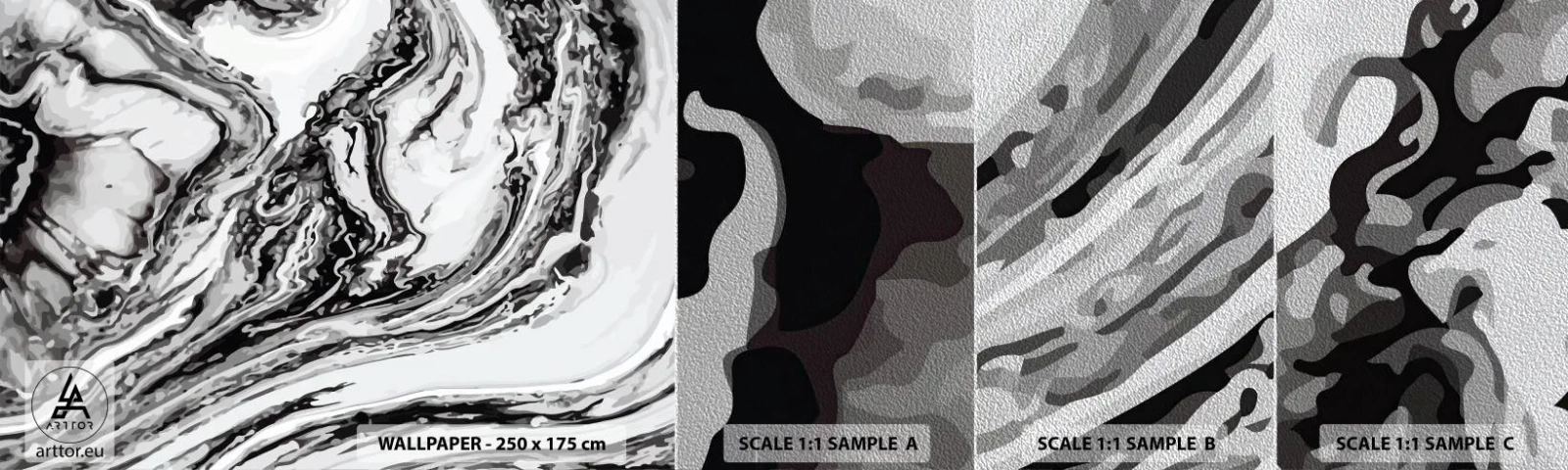 Amostra de papel de parede Premium Sand - No princípio, era o caos - Abstração, Pedaço, Padrão Moderno - 100x30 cm