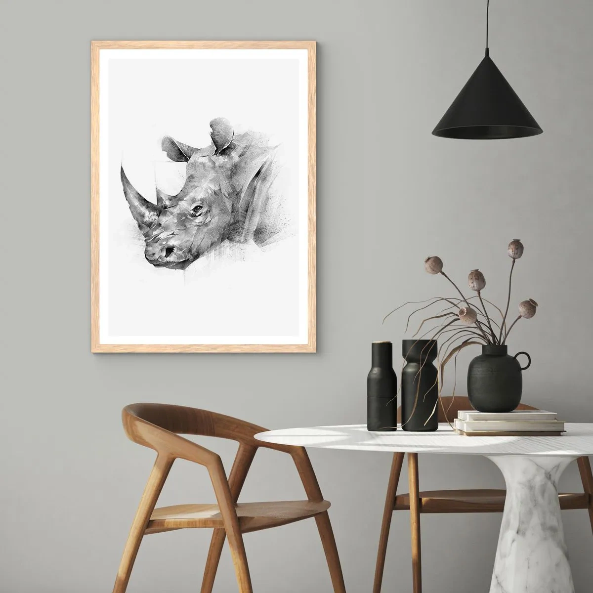 Pôster com moldura de carvalho claro - Retrato africano - 50x70 cm