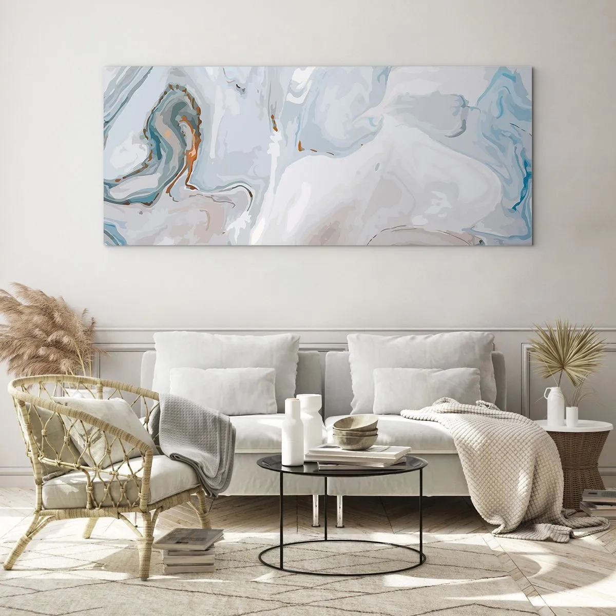 Quadro em vidro - Branco elevado - 100x40 cm