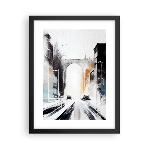Pôster com moldura preta - Estudo da cidade: arquitetura e movimento - 30x40 cm