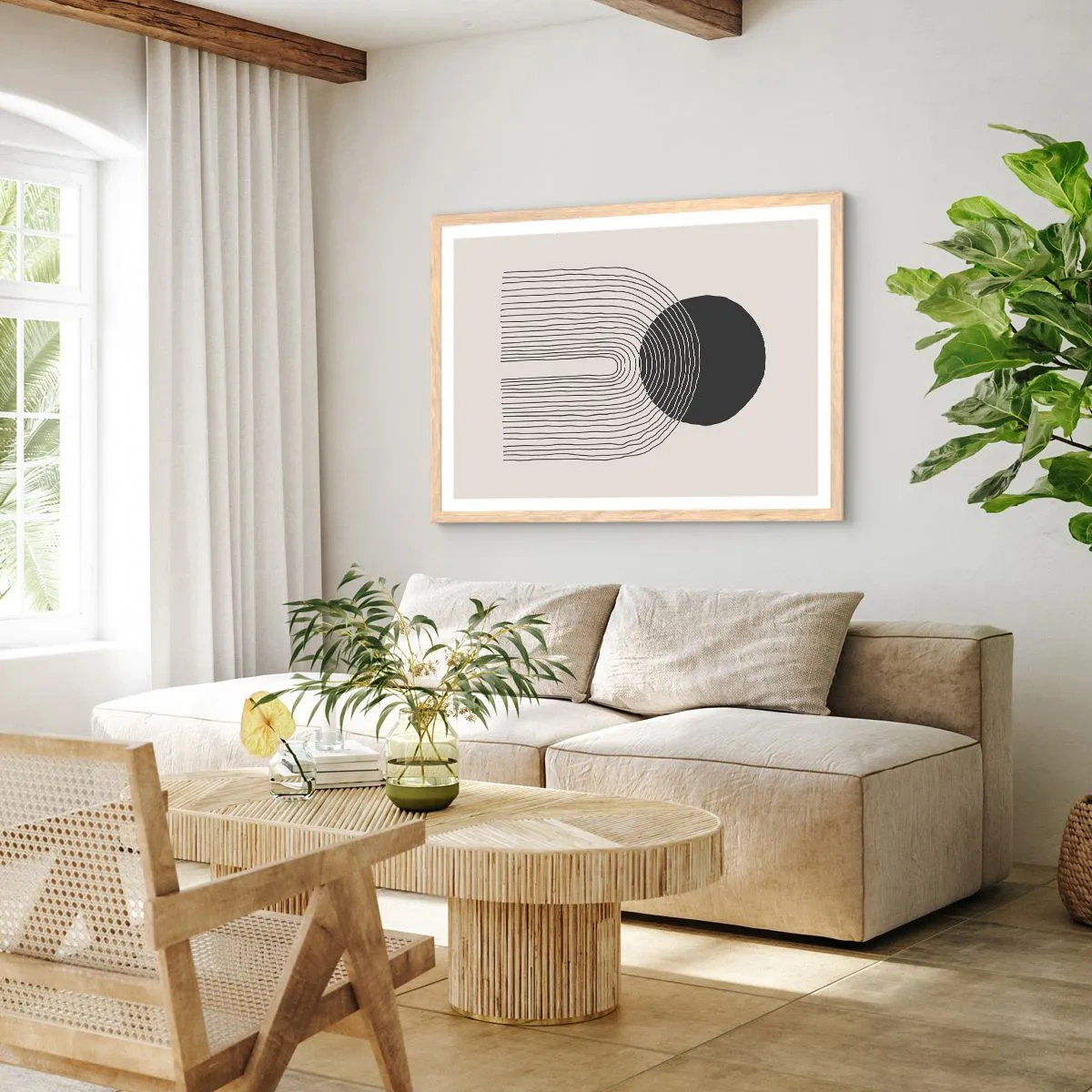 Pôster com moldura de carvalho claro - Tremores e confiança - 100x70 cm