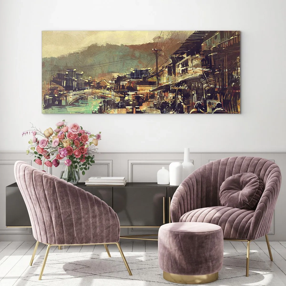 Quadro em vidro - A vida como uma riqueza cinzenta - 100x40 cm