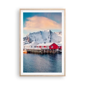 Pôster com moldura de carvalho claro - Refpugio do Norte - 61x91 cm