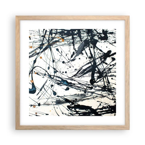 Pôster com moldura de carvalho claro - Abstração expressionista - 40x40 cm
